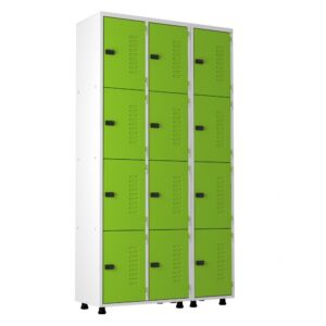 roupeiro de aço 12 portas organizador vestiário guarda volumes academia guardador cadeado pitao verde