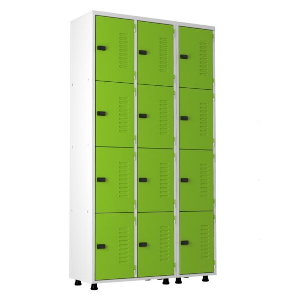 roupeiro de aço 12 portas organizador vestiário guarda volumes academia guardador cadeado pitao verde