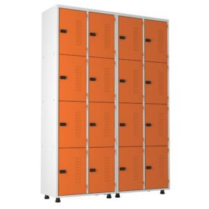 roupeiro de aço 16 portas organizador vestiário guarda volumes academia guardador cadeado pitao laranja